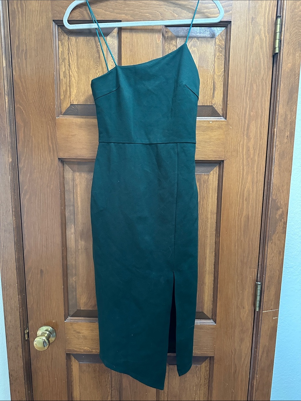 Beginning Boutique Dark Emerald Green Spaghetti Strap Midi Dress